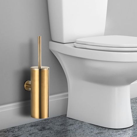 Goldene Toilettenbürste, 12,5 X 12,5 X 40,5 Cm, Wandmontierte Edelstahl-toilettenbürste Mit Halter.