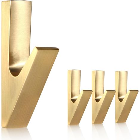 Aluminium-haken, 4 Haken Für Gebürstetes Gold-handtuch, Wandhaken Für Kleidung, Jacken, Dusche, Bademantel, Hut, Handtuch, Badezimmer, Küche, Wohnzimmer, Schlafzimmer (modern, Gebürstetes Gold)