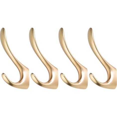 Set Aus 4 Goldenen Wandhaken Zum Aufhängen Von Mänteln, Röcken, Hüten, Taschen, Handtaschen Und Badetüchern.