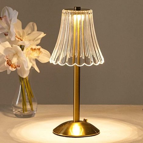 Kabellose Tischlampe, Wiederaufladbare Goldene Lampe, Tragbare Led-tischlampe Aus Messing Mit 30 Cm Höhe Und Integriertem Dimmer