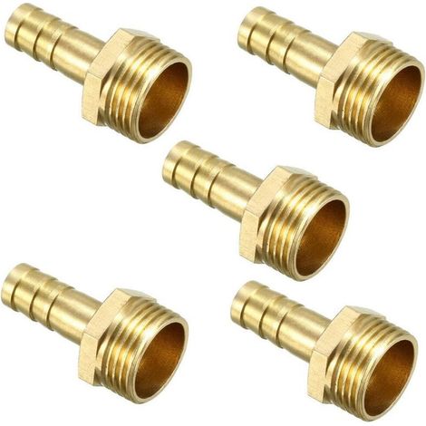 5 Stück Messing-schlauchverbinder, 8 Mm Gerippt X 3/8 Pt Außengewinde, Adapterstecker