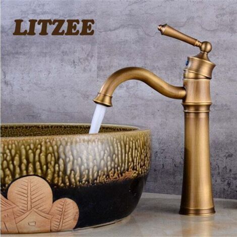 Retro-waschbeckenarmatur, Drehbarer Badezimmerarmatur, Messing-waschbeckenmischer, Badezimmermischer Mit Neuem Keramikventil, Gold A