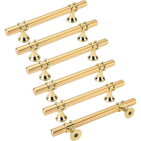 6er-set Goldene Möbelgriffe – Goldener Türgriff Für Küche, Schubladengriff Aus Messing, Goldene Möbelgriffe Mit Lochabstand 96 Mm