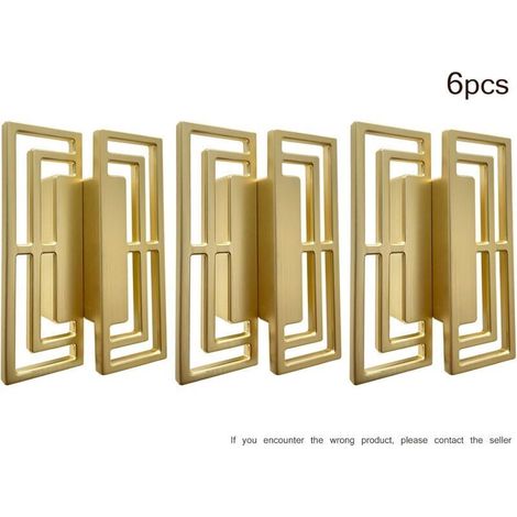 6 Stück Gebürstete Goldene Schubladengriffe, Tv-schrankmöbel, Elegante Goldene Kupfergriffe, Moderne Chinesische Glücksymbole, Doppellochgriff Mit 32 Mm Lochabstand