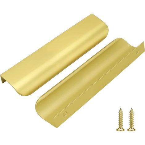 Set Aus 2 Goldenen Küchenschrankgriffen Aus Aluminiumlegierung, Lochabstand 128 Mm Mit Schrauben
