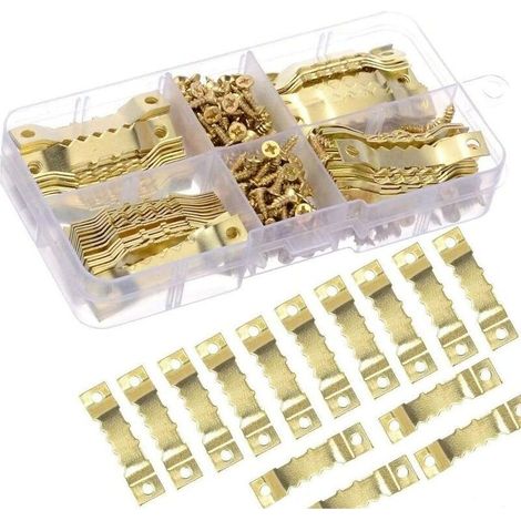 Goldene Metallhaken Für Rahmen Und Fotos – 100er Pack – Maße 45x7mm – 10mm Schrauben Für Festen Halt - 100 Stück