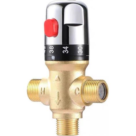 Thermostatische Messingmischerarmatur, Feste Temperatur 38–42 °c, Einfache Installation G1/2", Korrosionsbeständig