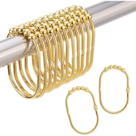 Goldduschringe Aus Metall – Design Mit 5 Rollen Für Geringe Reibung – 12er-pack Haken Für Stangen Von 3/4 Bis 1 1/8 Zoll