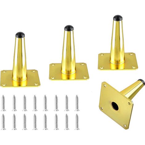 4x Goldene Möbelfüße - 10cm Konische Eisen-stützfüße Für Schrank, Tisch, Bett