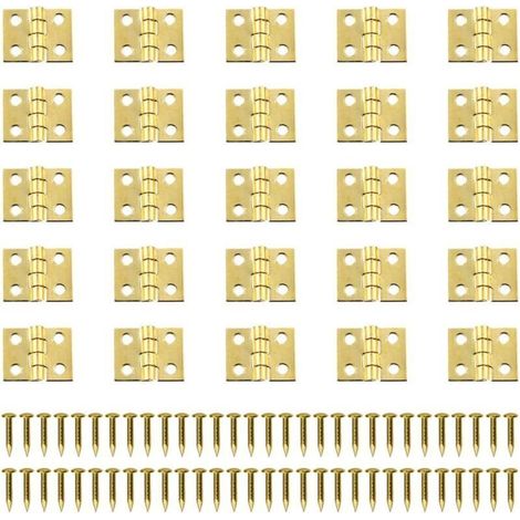Satz Von 100 Mini-scharnieren Aus Messing, 8x10 Mm – Für Kleine Holzarbeitsprojekte – Schrauben Enthalten – Maximale Belastung 10 Kg