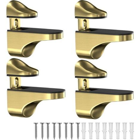 Glasregalhalter, 4-teiliges Set Verstellbare Schwebende Regalhalter, Montagehalterungen, Goldene Wand-glasregalhalter
