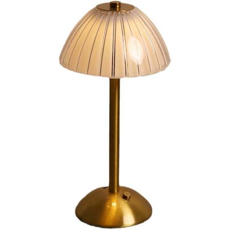 Drahtlose, Wiederaufladbare Moderne Tischlampe, Dimmbare Led-nachttischlampe Mit Touch-funktion, Tragbare Goldene Aufstelllampe Für Innen- Und Außenbereich, 3 Farbtemperaturen, 1800 Mah Akku [energiek