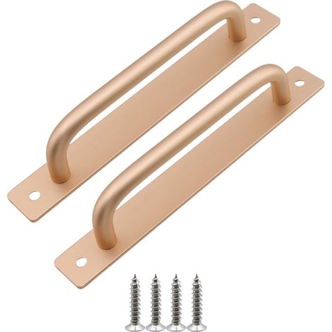 Schiebetürgriff, 2-teilig, Länge 212 Mm, Mit Rückplatte, Aus Aluminiumlegierung, Geeignet Für Möbel, Goldfarben, Mit Schrauben