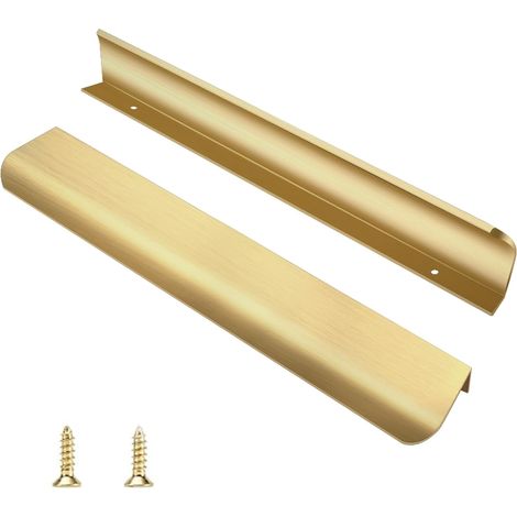 Set Aus 2 Goldenen Küchenschrankgriffen Aus Aluminiumlegierung, Lochabstand 256 Mm Mit Schrauben