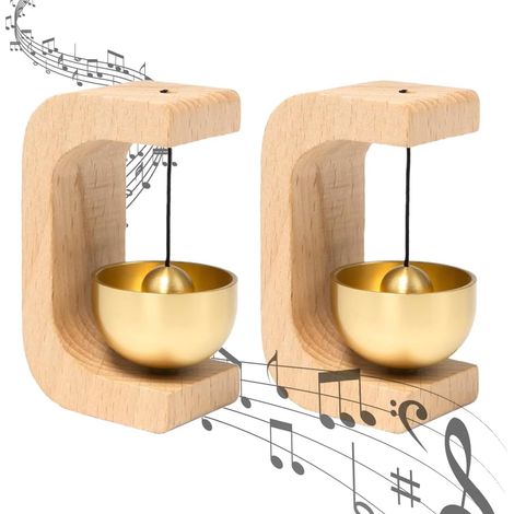 2 Stück Holz-klingel, Eingangstür-glocke Laden-karillon Mit Messingglocke Magnetische Türklingel Ohne Bohren Für Türen, Haus, Garten, Büro, Laden, Café