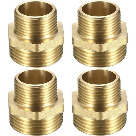 4 Stück Messingnippel Reduziert, Anschluss Männlich-männlich 3/4'' X 1", Doppelnippel Mit Außengewinde, Sechskantige Messinganschlüsse, Nippelanschluss Für Wasserrohr