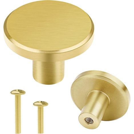 Massive Messing-möbelgriffe 28 X 20 Mm – Goldene Schubladengriffe – Runde Schrankknöpfe Mit Schrauben Für Küchenschränke, Kommoden Und Kleiderschränke