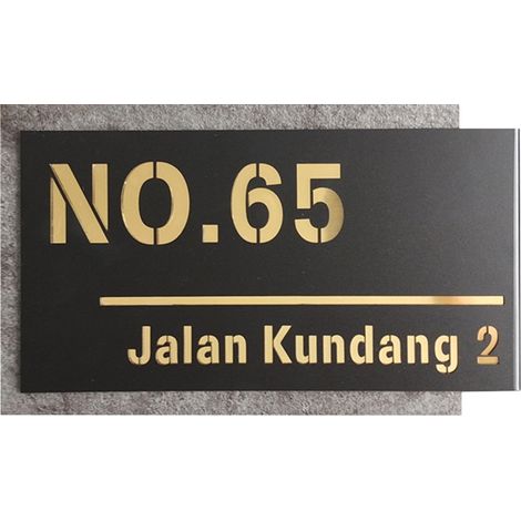 Hausnummer-schild Mit Namen, Personalisierbare Zahlen Und Buchstaben, 200 X 330 Mm, Acrylmaterial, Goldene Schrift