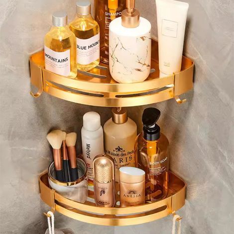 Duschregal Und Badezimmer-aufbewahrung Aus Sus 304 Edelstahl Mit Kleber Und Haken, Ohne Bohren, Rostfrei, Ideal Für Studentenzimmer, Badezimmer Und Küche – Lo