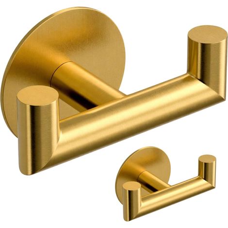 Edelstahlhaken, Goldfarben, 2er-set Haken Für Küche Und Bad, Klebende Haken Ohne Bohren Für Kleidung Und Hüte.