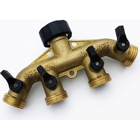 Robuster Messing-gartenschlauchverteiler - 2-wege - 1,9 Cm Auslassverteiler - Wasserhahnadapter Mit Absperrventilen Für Die Bewässerung Im Außenbereich (verteiler Zu