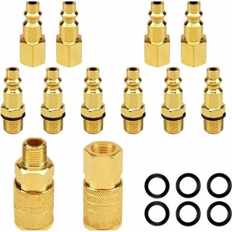 Lntyq 12er-set Luftkupplungen Und Luftstecker Npt 1/4 Npt, Industrielles Schnellverschluss-set Typ D, Luftkuppler Und Luftkit, Kompressoranschlüsse Für Luftschlauch