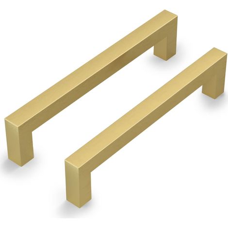 Set Aus 2 Goldenen Küchenschrankgriffen – Lochabstand: 128 Mm – Küchentürgriffe – Goldene Schubladengriffe