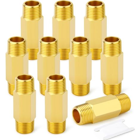 10 Stück Messing-nippel Mit Langem Gewinde, 1/4 Bsp Messingnippel, 50 Mm Länge Rohrfitting Aus Messing