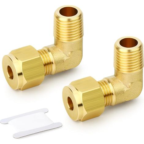 2 Stück Messing 90-grad-klemmringverschraubung, Rohrverbinder, 6 Mm Rohr-außendurchmesser X 1/4" Bsp Außengewinde