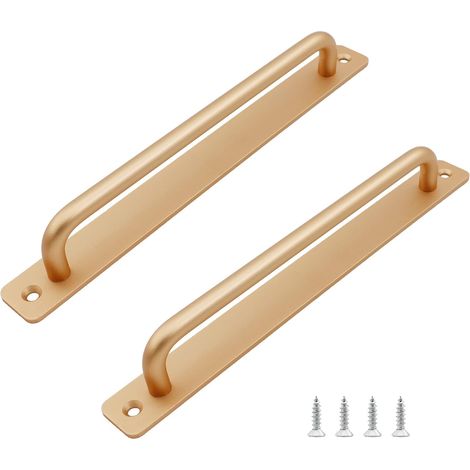 Schiebetürgriff, Zweiteilig, Länge 243 Mm, Mit Rückplatte, Aus Aluminiumlegierung, Geeignet Für Möbel, Goldfarben, Mit Schrauben