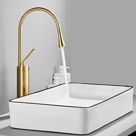 Badezimmerarmatur Marmorwaschbeckenarmatur In Gold Kalt-warm-wasserhahn Messingarmatur Küchenarmatur Schwenkbare Spülenarmatur
