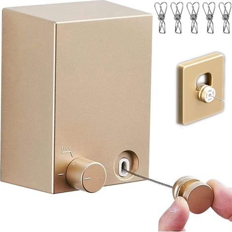 Einziehbarer Wäscheständer Für Innen, Aus Edelstahl Mit Abs-gehäuse, Goldfarben
