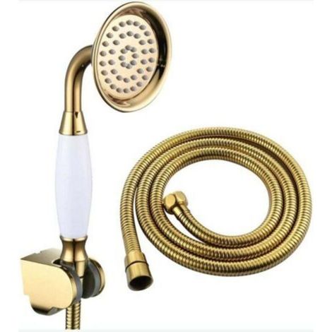 Messing-duschkopf In Gold – 1,5 M Flexibler Schlauch – Erhöht Den Wasserdruck – Einfache Wandmontage