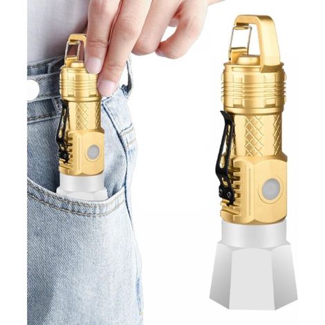 Camping-taschenlampe, Tragbare Wasserdichte Taschenlampe – Kleine Taschenlampe Mit Haken, Usb-aufladbare Einstellbare Taschenlampe