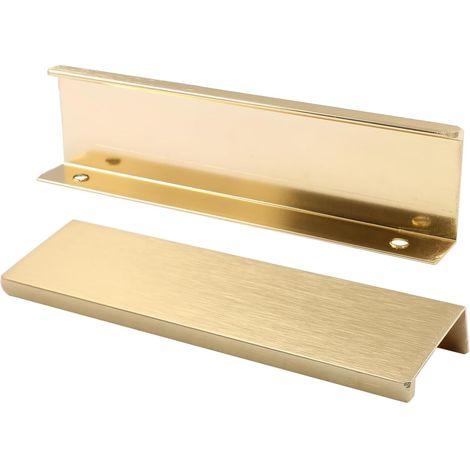 Küchenschrankgriff, Eingelassener Goldener Griff, Versteckter Türgriff Aus Aluminiumlegierung, 2 Stück, Lochabstand 128 Mm