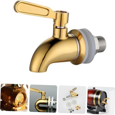 Goldener Edelstahl-doppelhahn, Multifunktionaler, Verschleißfester Und Austauschbarer Praktischer Hahn Für Getränkeeimer, Geeignet Für Haus Und Restaurant, 16 Mm G1/2