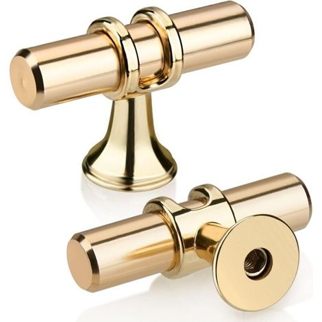 10er-set Goldene T-knopf-schubladengriffe, Moderne Elegante Möbelgriffe Aus Zinklegierung Mit Einzelloch-befestigung Für Küche, Bad, Schlafzimmer Und Büro, Inklusive Schrauben