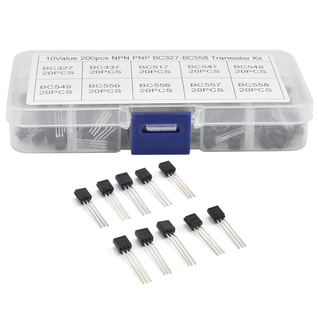 Set mit 200 BC327- und BC558-Transistoren – 10 verschiedene Werte