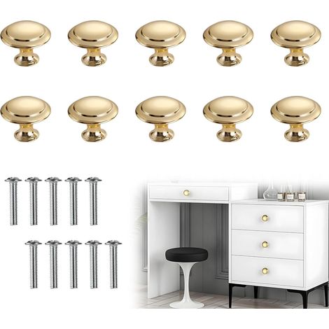 10er-pack Runde Möbelknöpfe, 30 Mm, Für Schränke, Runde Küchen-griffe Mit Schrauben Für Schubladen, Schränke, Türen Und Badezimmer (goldfarben)