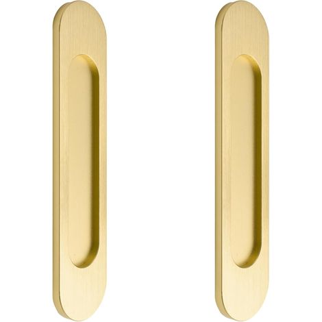 2er-set Ovale, Selbstklebende Schiebetürgriffe Aus Gebürstetem Gold-aluminiumlegierung, Ohne Bohren, Für Schiebetüren Im Scheunenstil