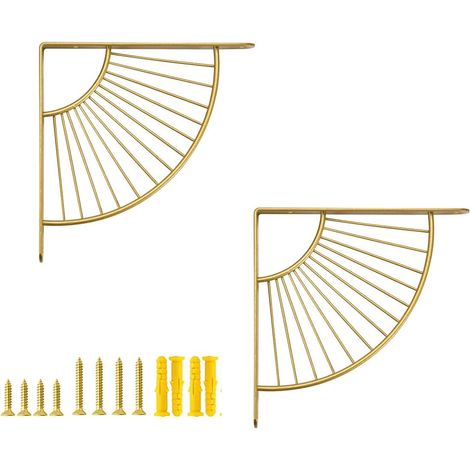 2er-set Dreieckige, Gewellte Regalhalterungen, Robust, Für Zuhause, Büro Und Esszimmer, 25 × 25 Cm, Goldfarben