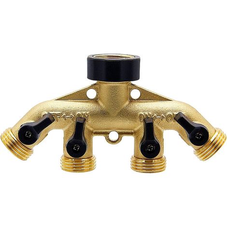 4-wege-messing-schlauchverteiler, 3/4-zoll-gartenschlauch-adapteranschluss, Wasserhahnadapter Mit 4 Ventilen