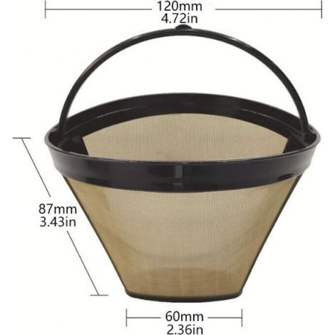Wiederverwendbarer Kaffeefilter, Dauerfilter, Universeller Filter Für Kaffeemaschine, 100-maschen-kaffeefilter, Edelstahl 304, Mit Griff, 12 Cm, Für Die Meisten Kaffeemaschinen (gold)