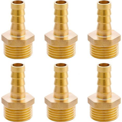 6 Stück Messing-schlauchanschluss G1/2" (ø 20,3 Mm) Männlich X 3/8" Hülse, Messing-schlauchverbinder Haken 10 Mm X G1/2" Rohradapter, Schlauchanschluss Gewindeanschluss Aus Messing