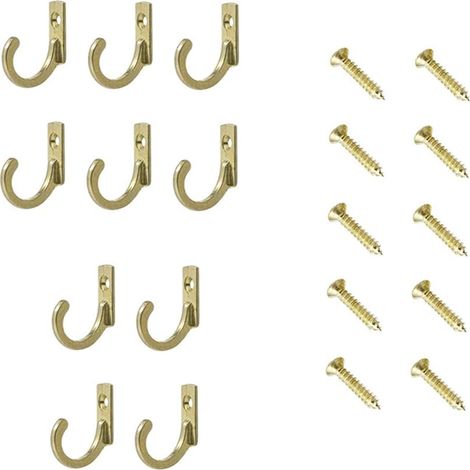 Set Aus 10 Robusten Wandhaken Für Küchentüren, Badezimmer, Kleidung, Bademäntel, Handtücher, Hüte Und Schlüssel (goldfarben)