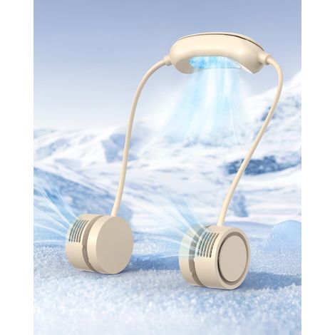 Neu 2026 Nackenventilator, Kühlender Nackenventilator, Freihändig, 3-gang-einstellung, Wiederaufladbarer 1600mah Usb-c Akku Für Arbeit, Reisen Und Outdoor-sportarten, Aprikose