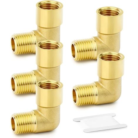 5 Stück 90-grad-winkel Aus Stangenmaterial, 1/4 Zoll Bsp Außengewinde Auf 1/4 Zoll Bsp Innengewinde Messing-rohrfitting