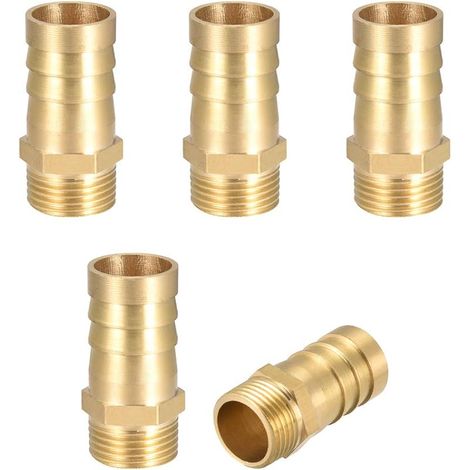 5 Stück Messing-schlauchverbinder, 16 Mm Gerippter Anschluss, 3/8" & 3/4" Außengewinde, Gartenschlauch-adapter, Gerippter Messing-schlauchanschluss Für Wasserpumpen