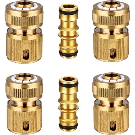 6 Stück Schnellkupplungen Für Gartenschläuche Aus Messing, Schnelle Steckverbinder Für 1/2" Gartenschläuche
