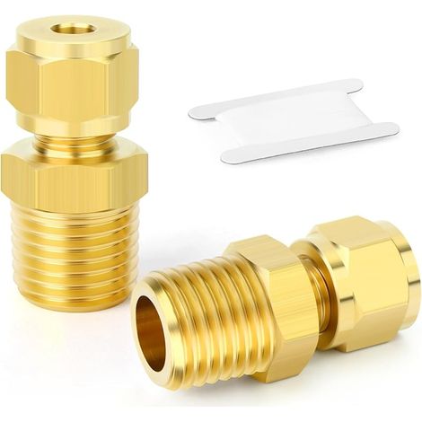 2 Stück Kupplungsrohrverschraubungen Aus Messing, Außendurchmesser 4 Mm X 1/4" Bsp Außengewinde